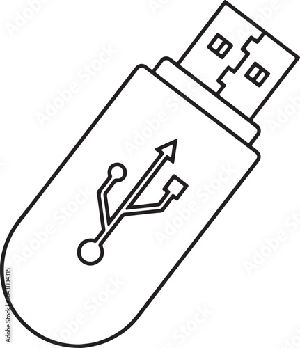 USB Flash Drive Icon with USB Symbol Keywords: USB, flash drive, storage, memory, data