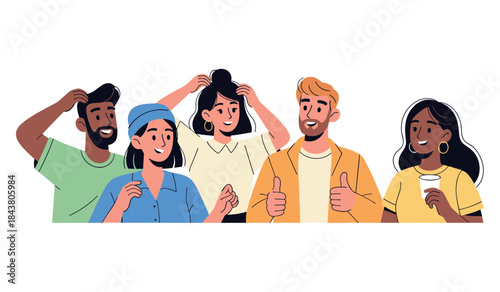 Diverse young adults smiling and socializing together