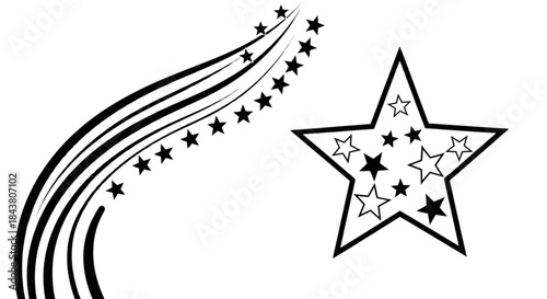 Dynamic Shooting Star Trail Success Graphic Element Award Badge Decoration Vector Art