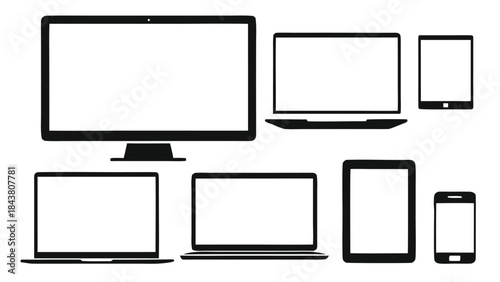 set of computer devices vector