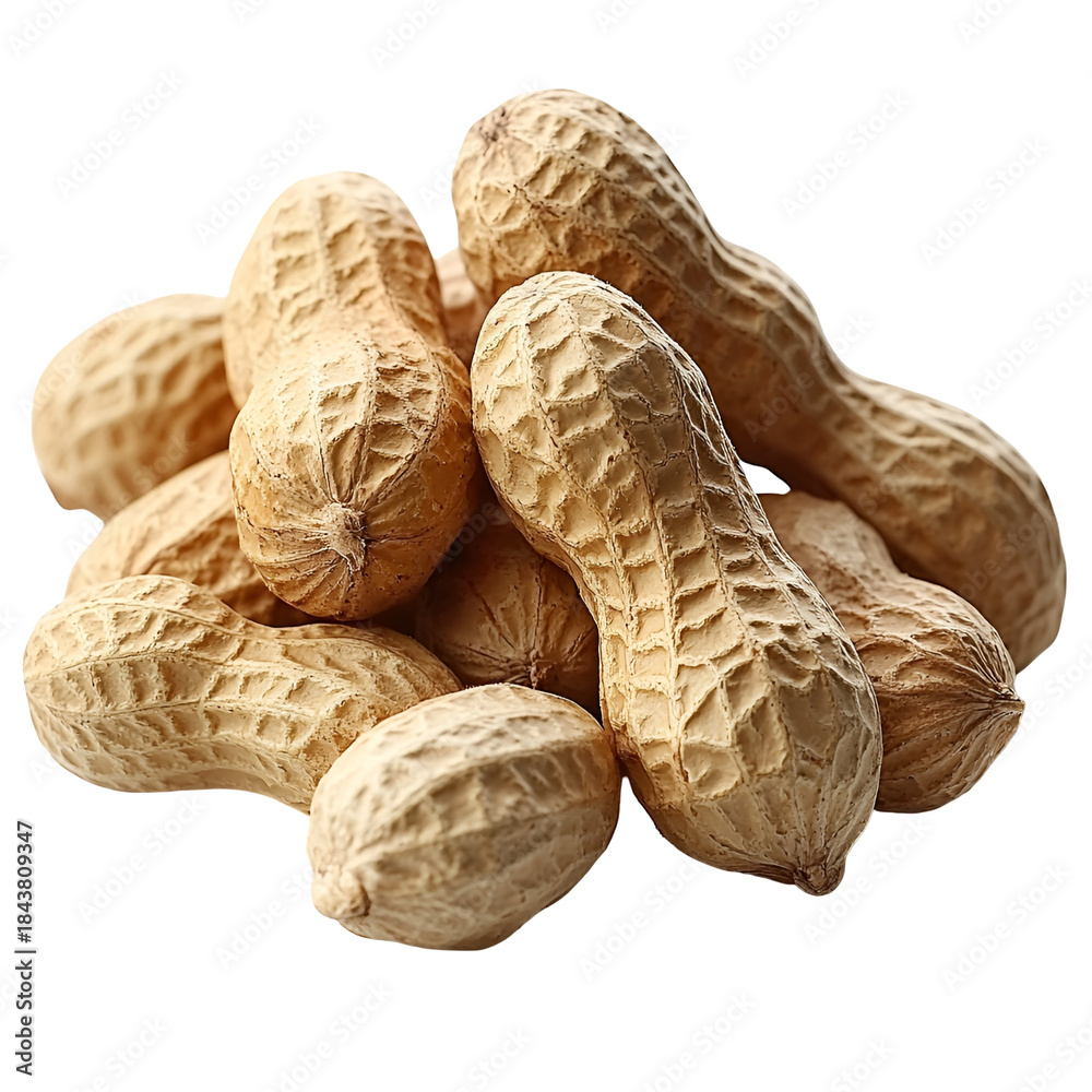 Fototapeta premium Pile of shelled peanuts against transparent background