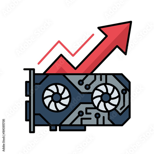 Rising Cryptocurrency Market Trend with Graphics Card Mining Setup, Digital Finance, Technology Concept Illustration