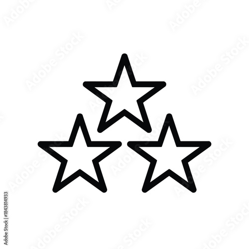 Three black stars arranged in a triangular formation on white background