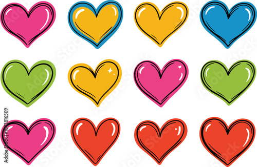 Colorful heart shapes