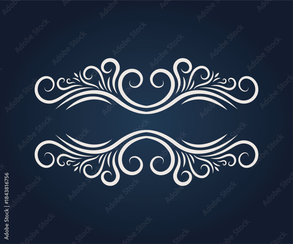 Fototapeta premium Symmetrical Vintage Swirl Border Design for Luxury Invitations