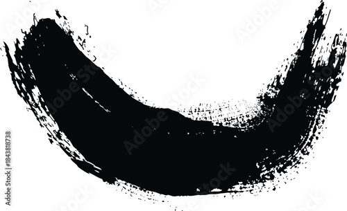 Abstract brush stroke art with black ink on white background