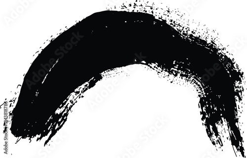 Black eyebrow illustration with thick bold lines and pixelated texture on white background