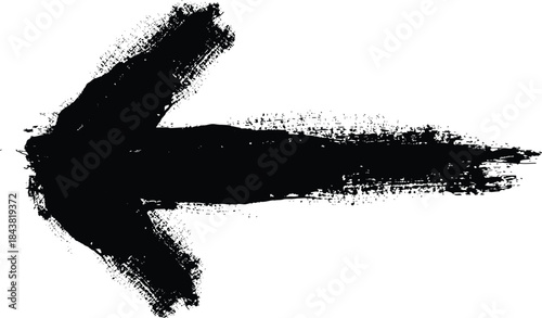 Black arrow brush stroke on white background