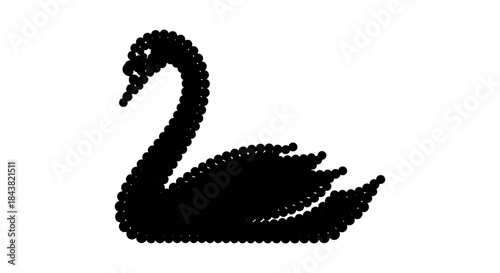 Elegant swan created with black beads in silhouette style