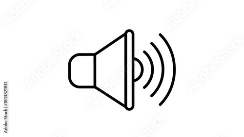 3D vector illustration of a loudspeaker icon button featuring an audio sound wave symbol for web design and technology communication isolated on a white background