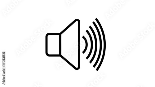 Vector illustration of a 3D megaphone loudspeaker icon with abstract music waves and audio symbols for web design communication and wireless technology network elements