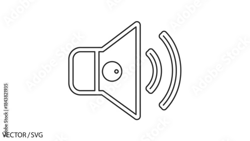 Vector illustration of a black audio speaker icon and web button set for digital music sound volume and communication technology equipment design