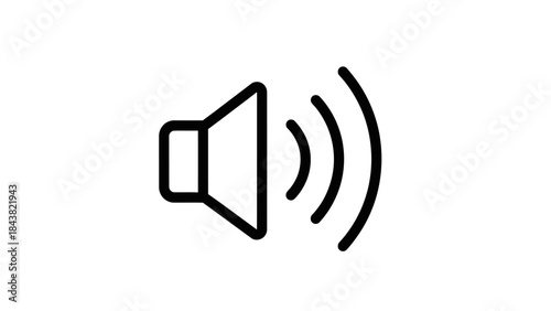 Vector illustration of a black audio speaker icon and volume symbol for music sound and wireless technology connection in web design