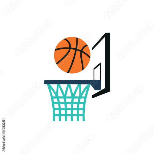 Basketball, Hoop icon logo flat vector design