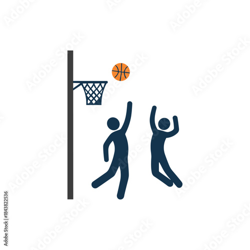 Basketball hoop icon logo flat vector design