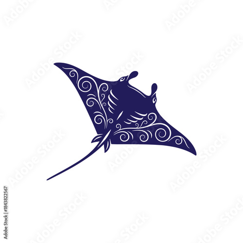 Stingray fish icon logo flat vector design