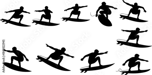Dynamic Snowboarding Action Silhouettes in Black and White