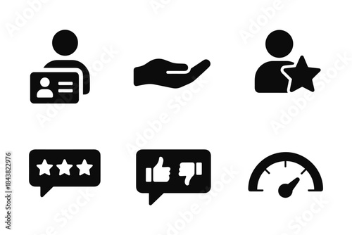 Minimalist business icons for customer feedback and engagement