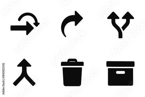Simple black arrow and icon set for navigation and organization tasks