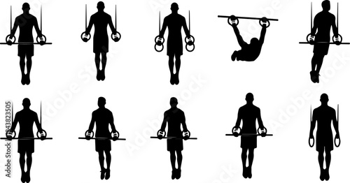 Gymnastics Balance Beam Poses Silhouette Collection