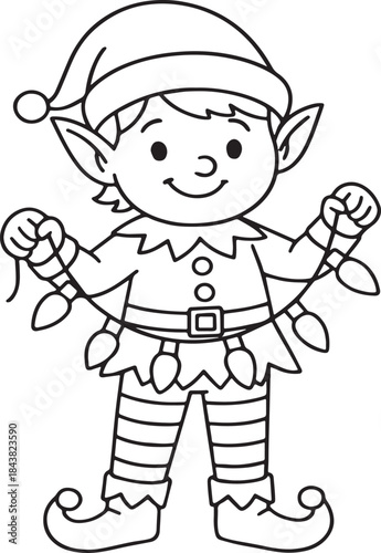 Cute cartoon illustration of a little girl in a cap smiling with happiness during winter play