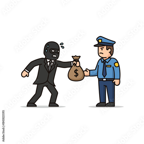 Robber steals money bag from police officer.