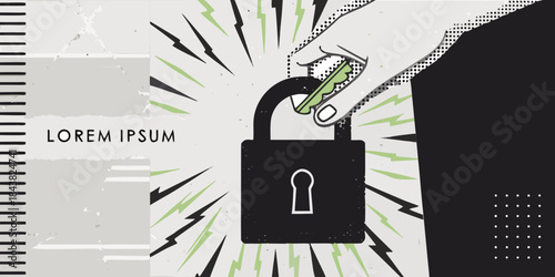 A hand unlocking a padlock symbolizing security access and solutions