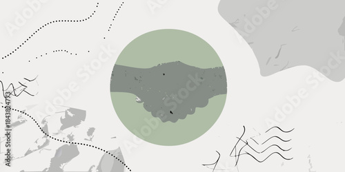 Abstract illustration of a handshake within a light green oval shape