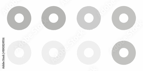 A series of gray concentric circles arranged in two horizontal rows