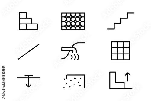 Essential line icons: construction and home improvement symbols