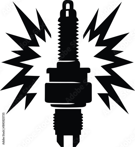 Electrifying spark plug delivering powerful ignition with dynamic lightning bolt effects