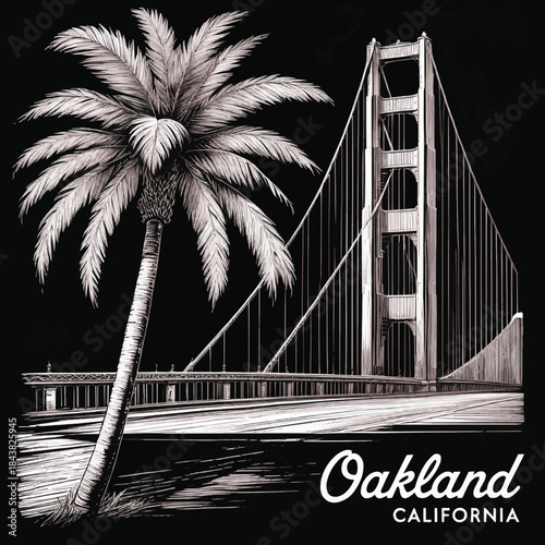 Oakland California Vector Travel T-shirt Design