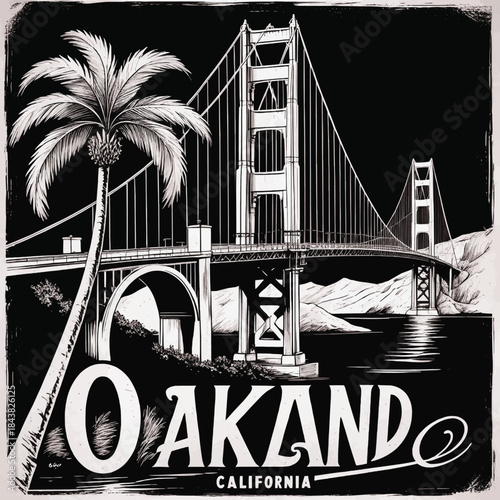 Oakland California Vector Travel T-shirt Design