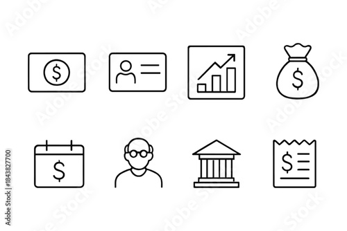 Simple line icons for finance and business concepts