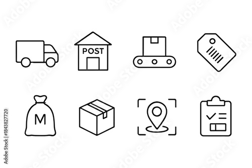 Minimalist delivery and logistics icons for shipping applications