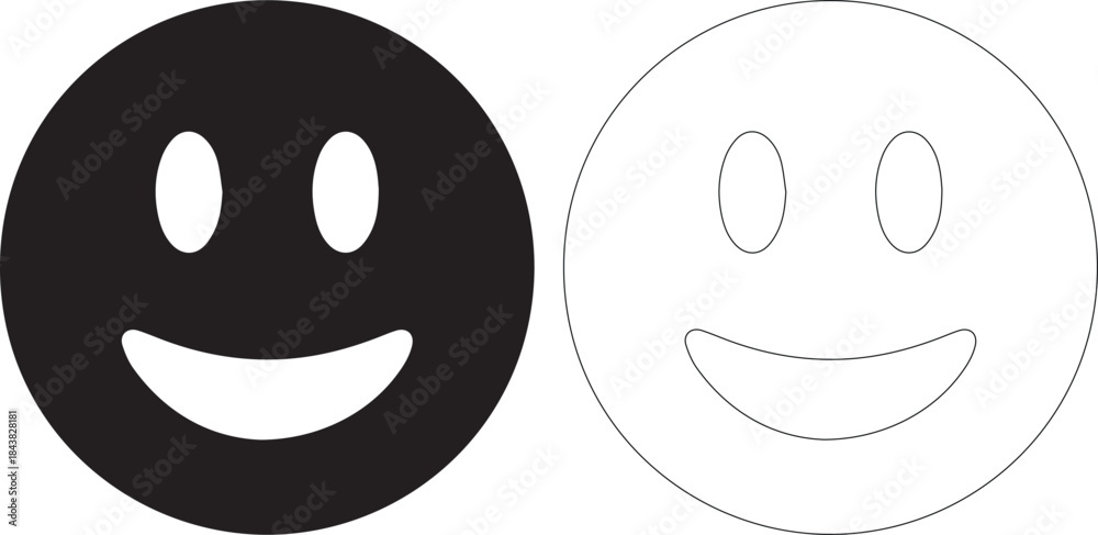Fototapeta premium Black and white smiley face icons on isolated