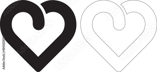 Heart shape in solid and outline style