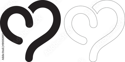 Interlocking heart question mark in solid and outline style