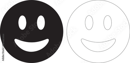 Black and white smiley face icons on isolated