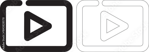 Black and white play button icons