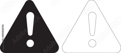 Black and white warning signs with exclamation marks