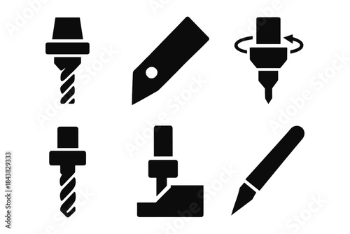 Silhouette set of cnc tools for precision machining and crafting