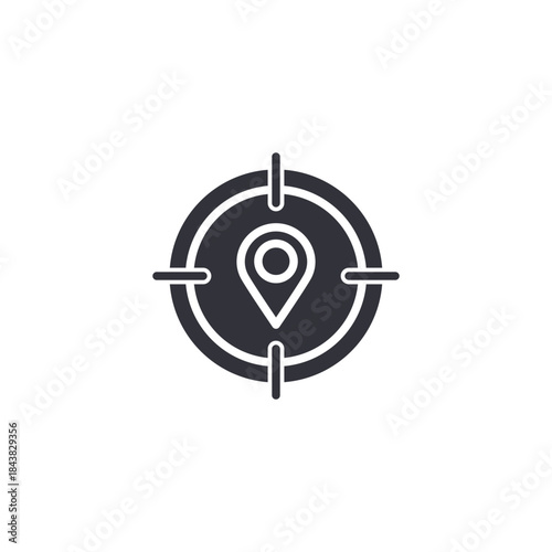 Location target icon representing navigation, direction accuracy, strategic positioning, and destination-based objectives.