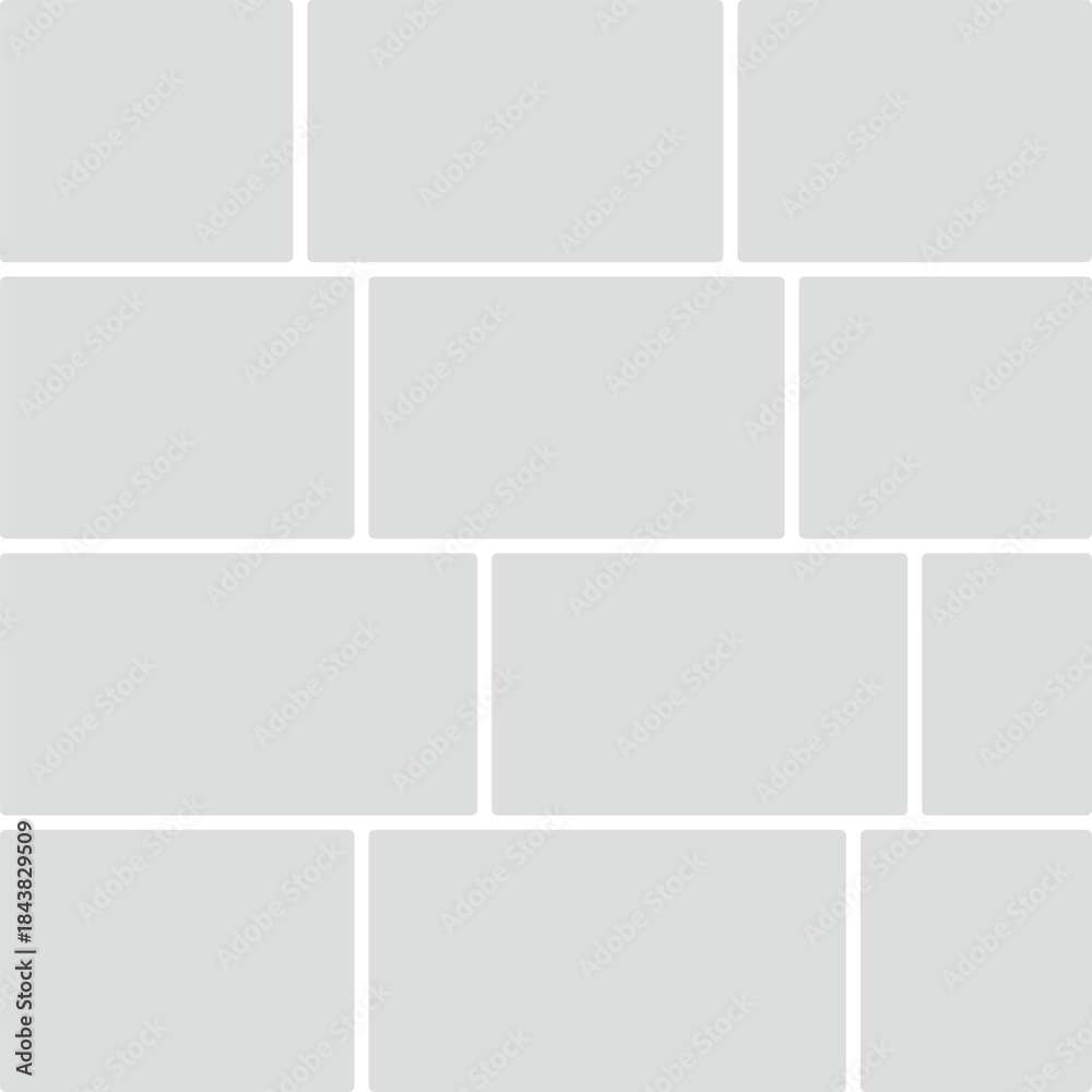 Fototapeta premium Grid layout of light gray rectangles with rounded corners and white borders template arrangement