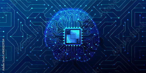 Digital brain interface a futuristic representation of artificial intelligence technology