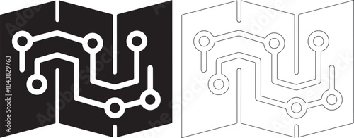 Black and white circuit board designs on 3d cubes in vector format
