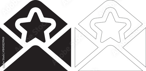 Vector graphics of envelopes with star design elements