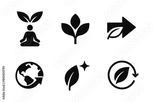 Eco-friendly icons set: minimalist design for sustainable living concepts
