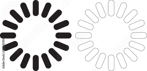Black and white vector illustrations of circular burst shapes
