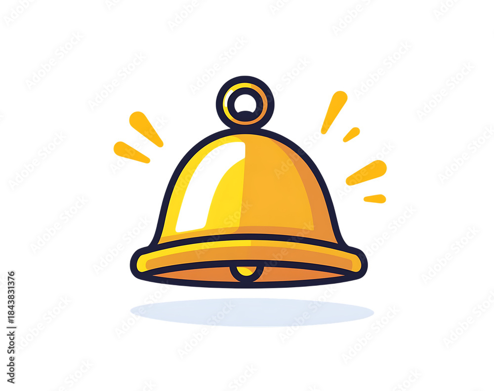Fototapeta premium Vibrant Yellow Bell Icon with Transparent Background for Modern Design Elements